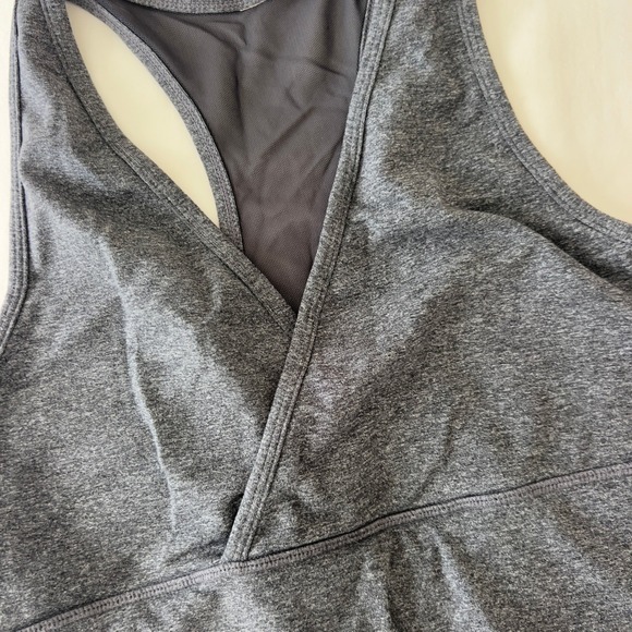 Lululemon Tops - Lululemon Grey Heathered Surplice Racerback Tank Top with Mesh Back